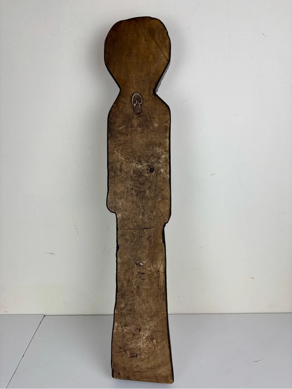 Vintage Saint Figure, Santos Sculpture, wall hanging, wood-look paper mache Monk